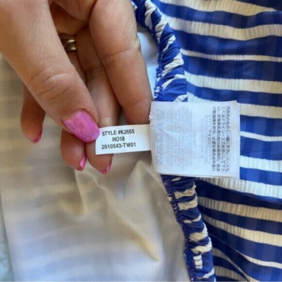 J. Crew Ruffle Bandeau One-Piece Swimsuit Puckered Stripe - Picture 9 of 9